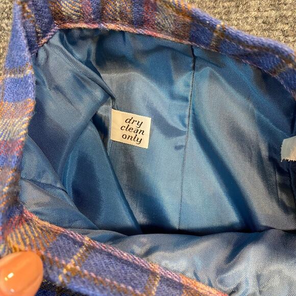 Vintage Pendleton Plaid Pencil Skirt All Wool Blue Pockets Womens 6 Knee Length - Picture 3 of 8